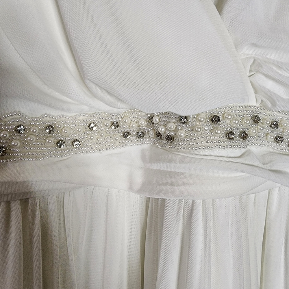 Torrid white Maxi mesh empire waist wedding gown with beaded waistband - Picture 3 of 17